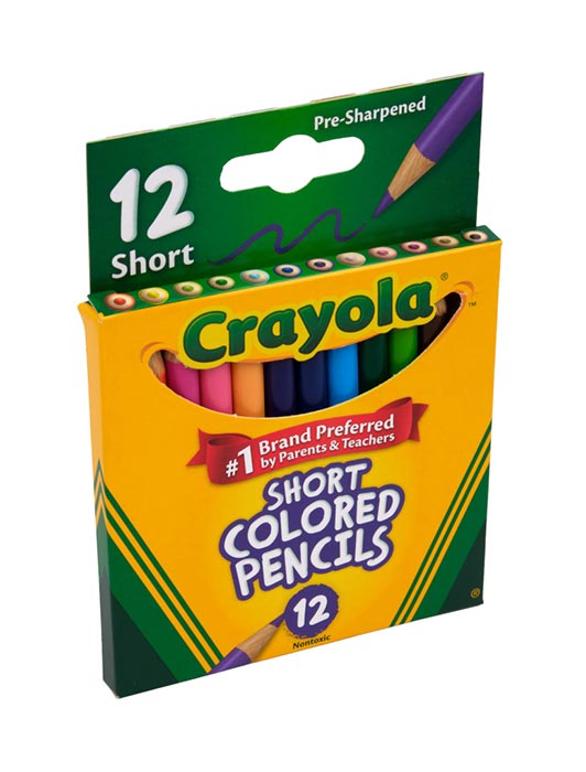 12 count Short Colored Pencils left side view