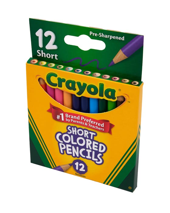 12 count Short Colored Pencils right side view