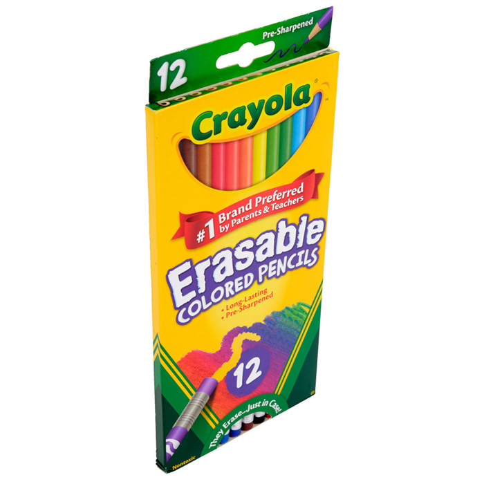 Erasable Colored Pencils  12 Count Left Angle View of Box