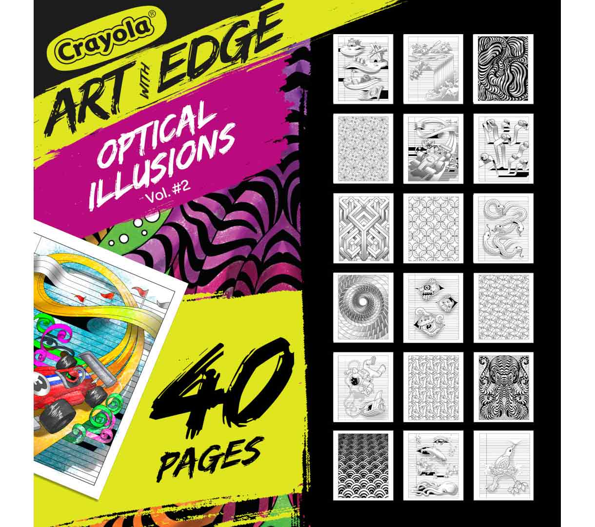 Art with Edge  Optical Illusions Coloring Pages vol 2. 40 pages.