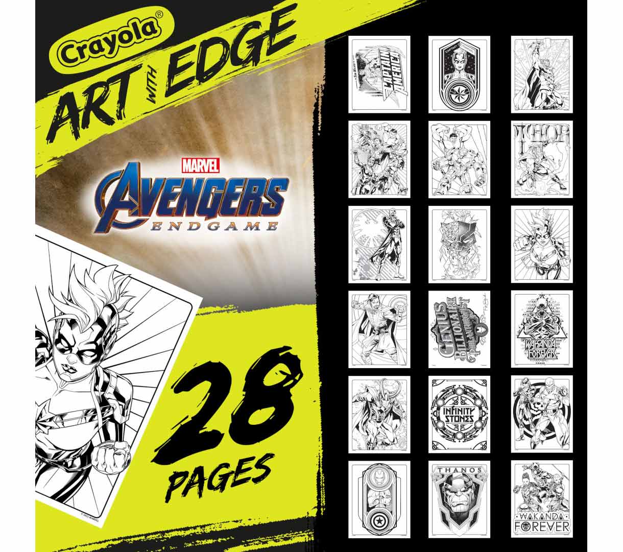 Art with Edge Marvel Avengers Infinity War & Endgame Coloring Book. 28 pages