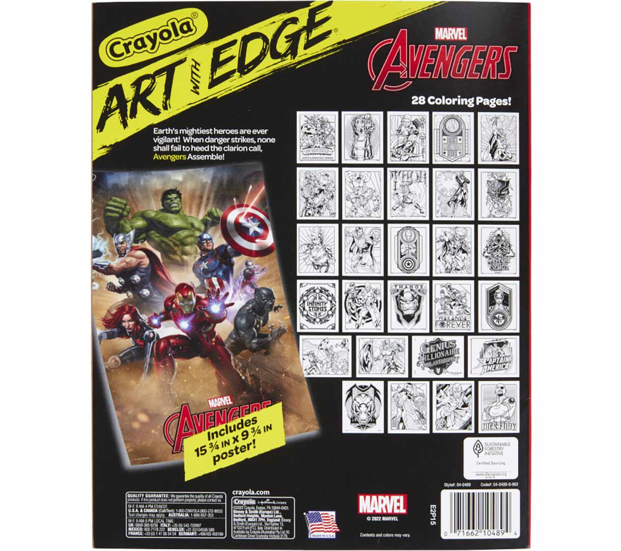 Art with Edge Marvel Avengers Infinity War & Endgame Coloring Book back view