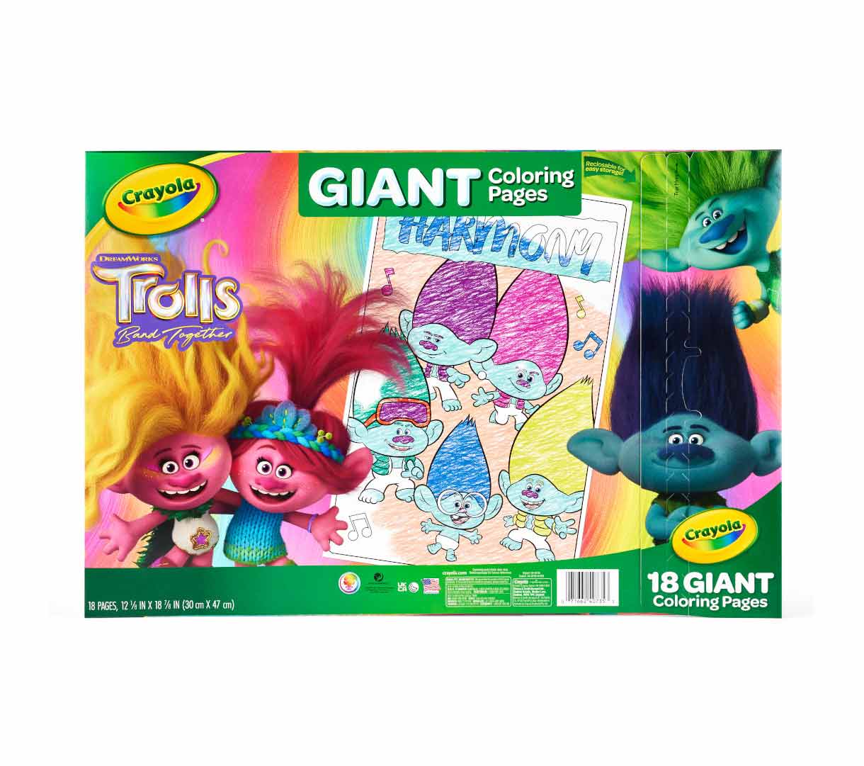 Trolls Giant Coloring Pages  18 count back view.