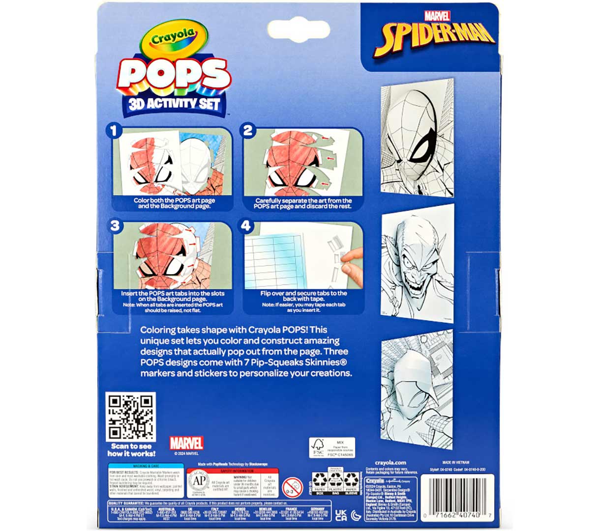 POPS 3D activity set  spiderman back view.