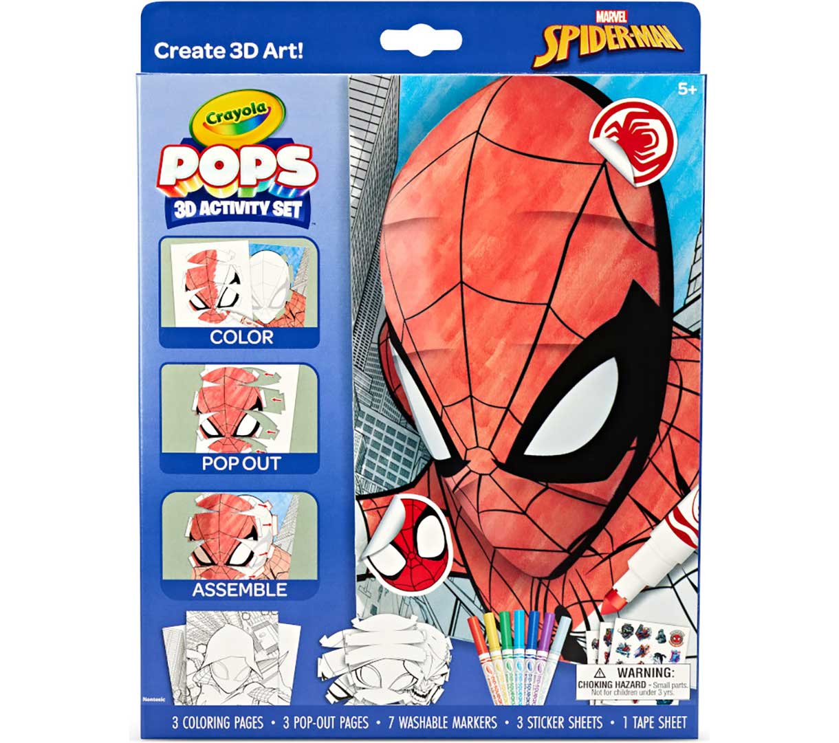 POPS 3D activity set  spiderman front view.