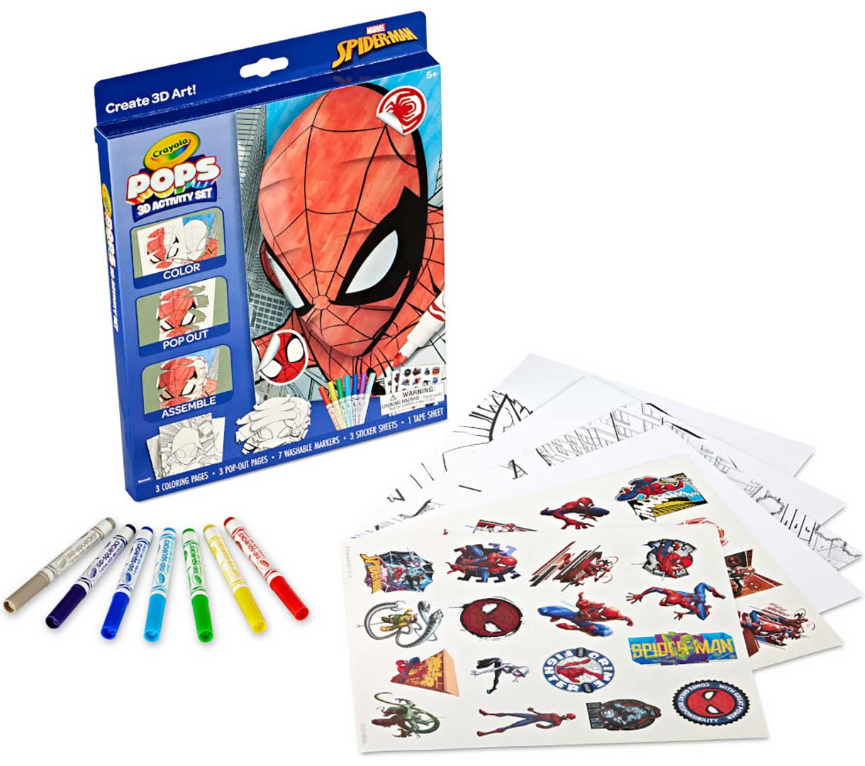 POPS 3D activity set  spiderman packaging and contents.