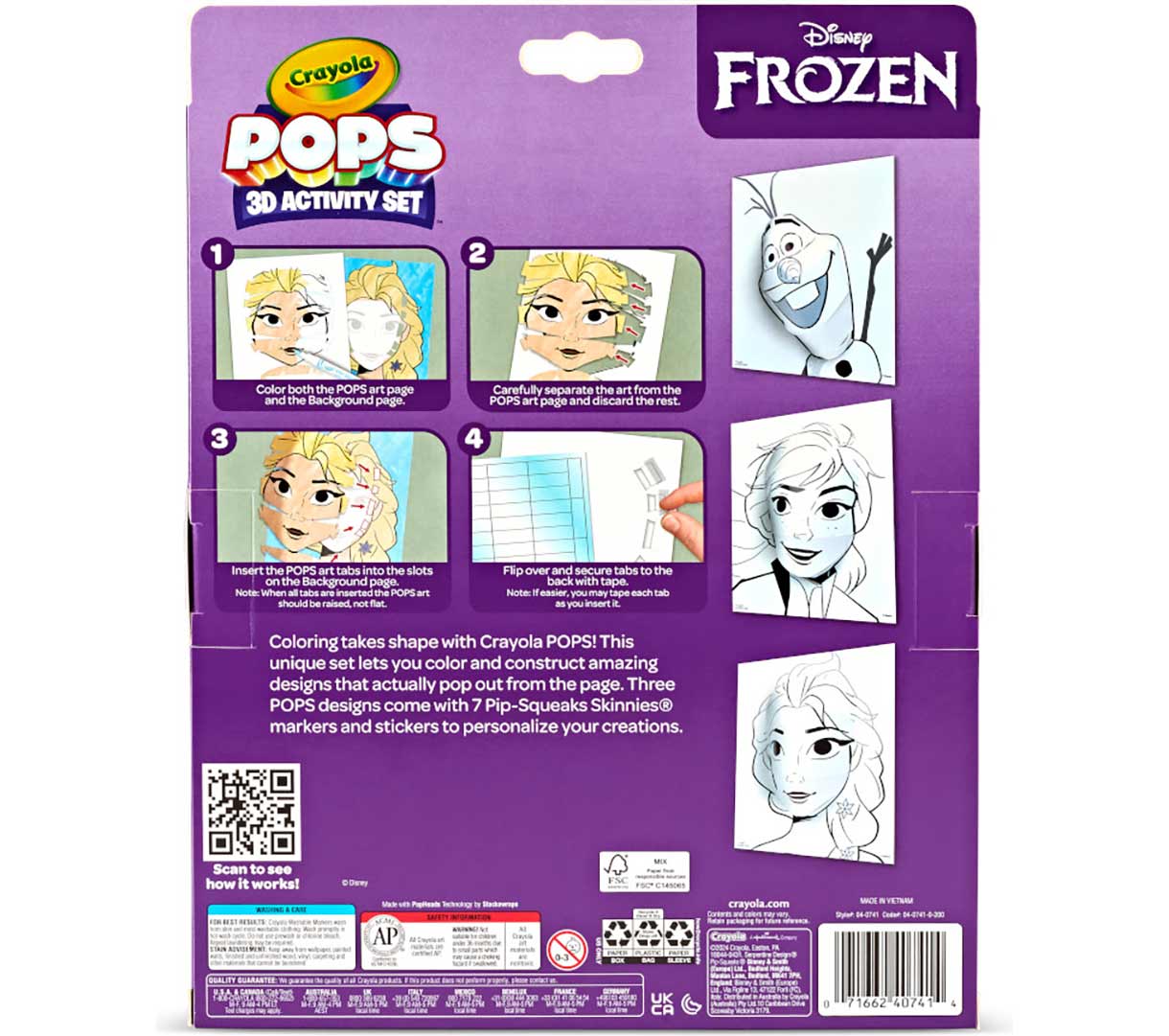 POPs 3D activity set  Frozen. back view