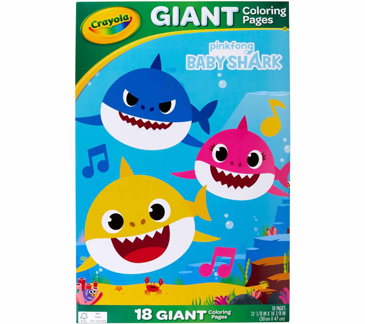 Baby Shark Giant Coloring Pages front view