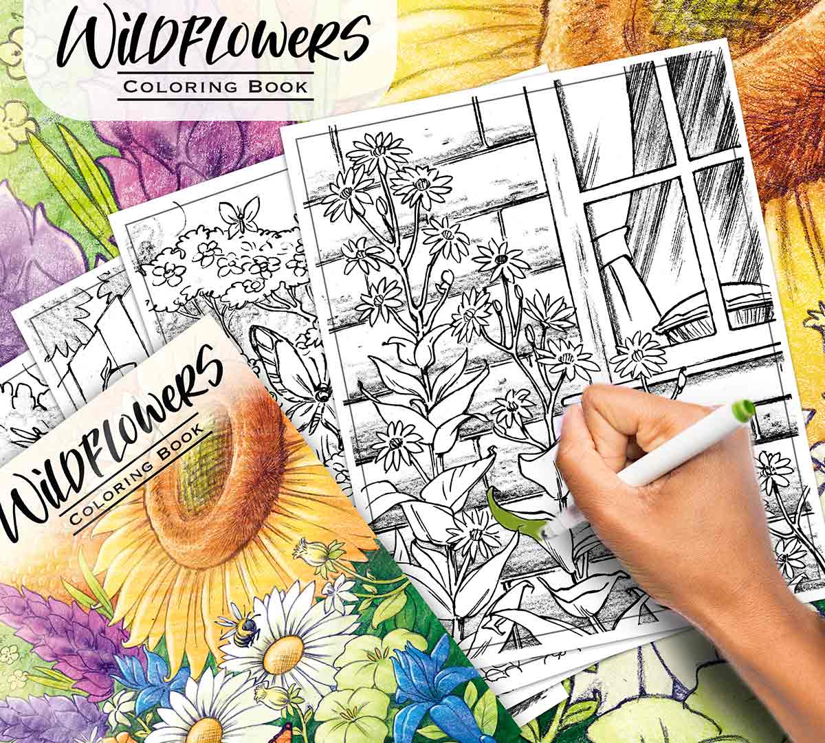 Wildflowers Coloring Book.  Coloring pages