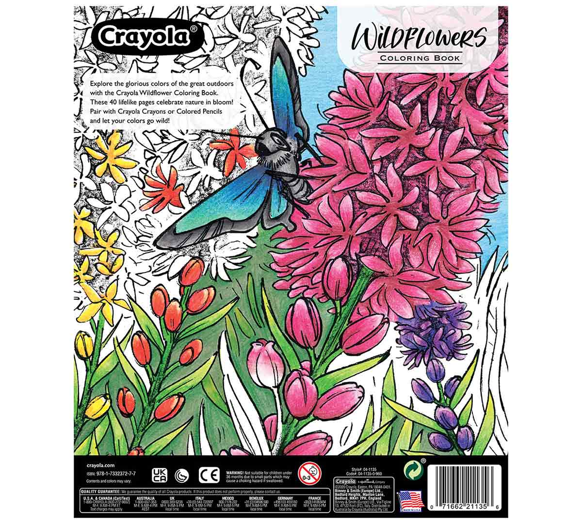 Wildflowers Coloring Book back view