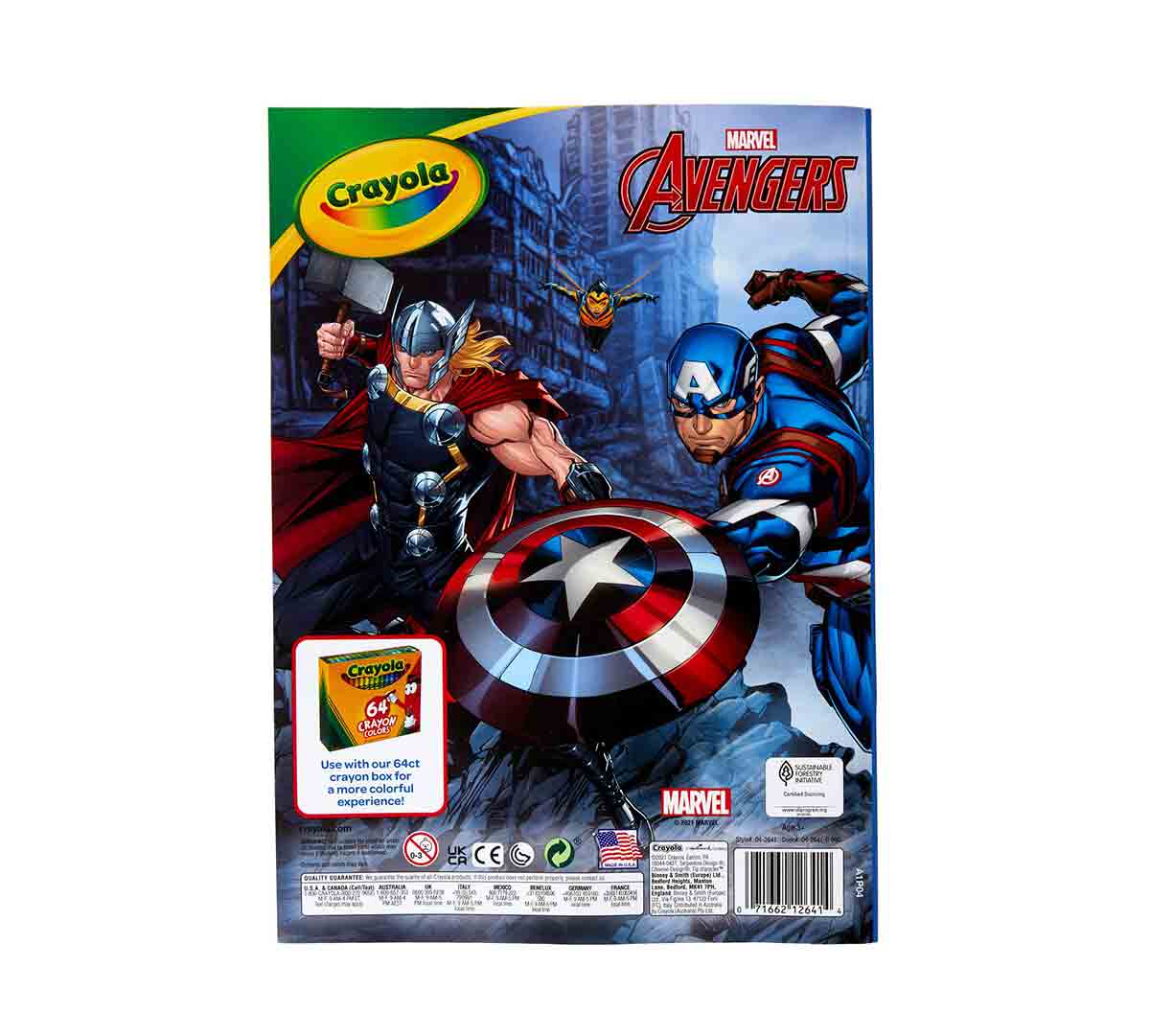 Avengers Coloring Book with Stickers back view