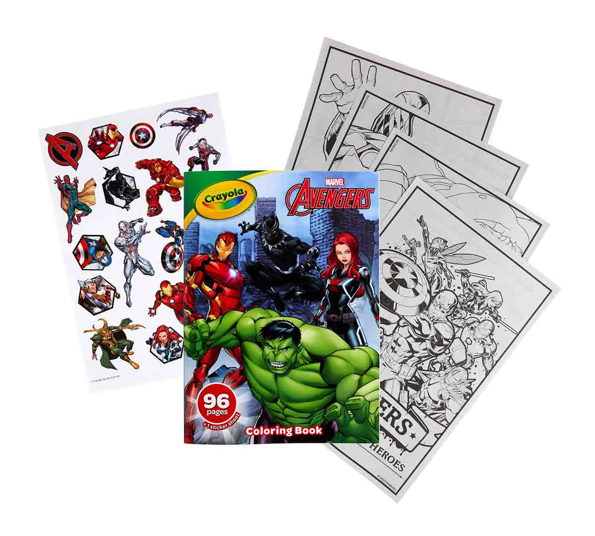 Avengers Coloring Book with Stickers book and contents