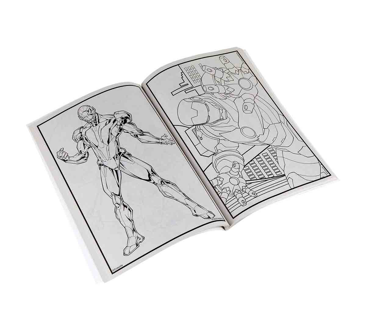 Avengers Coloring Book with Stickers open book
