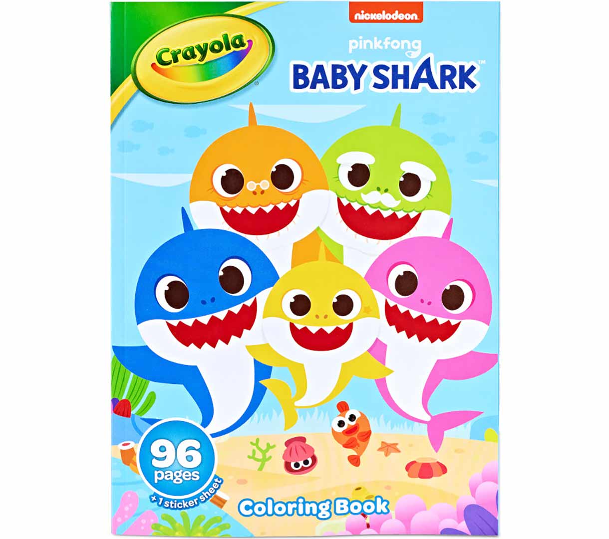 Baby Shark Coloring Book & Sticker Sheet  96 pages front view.