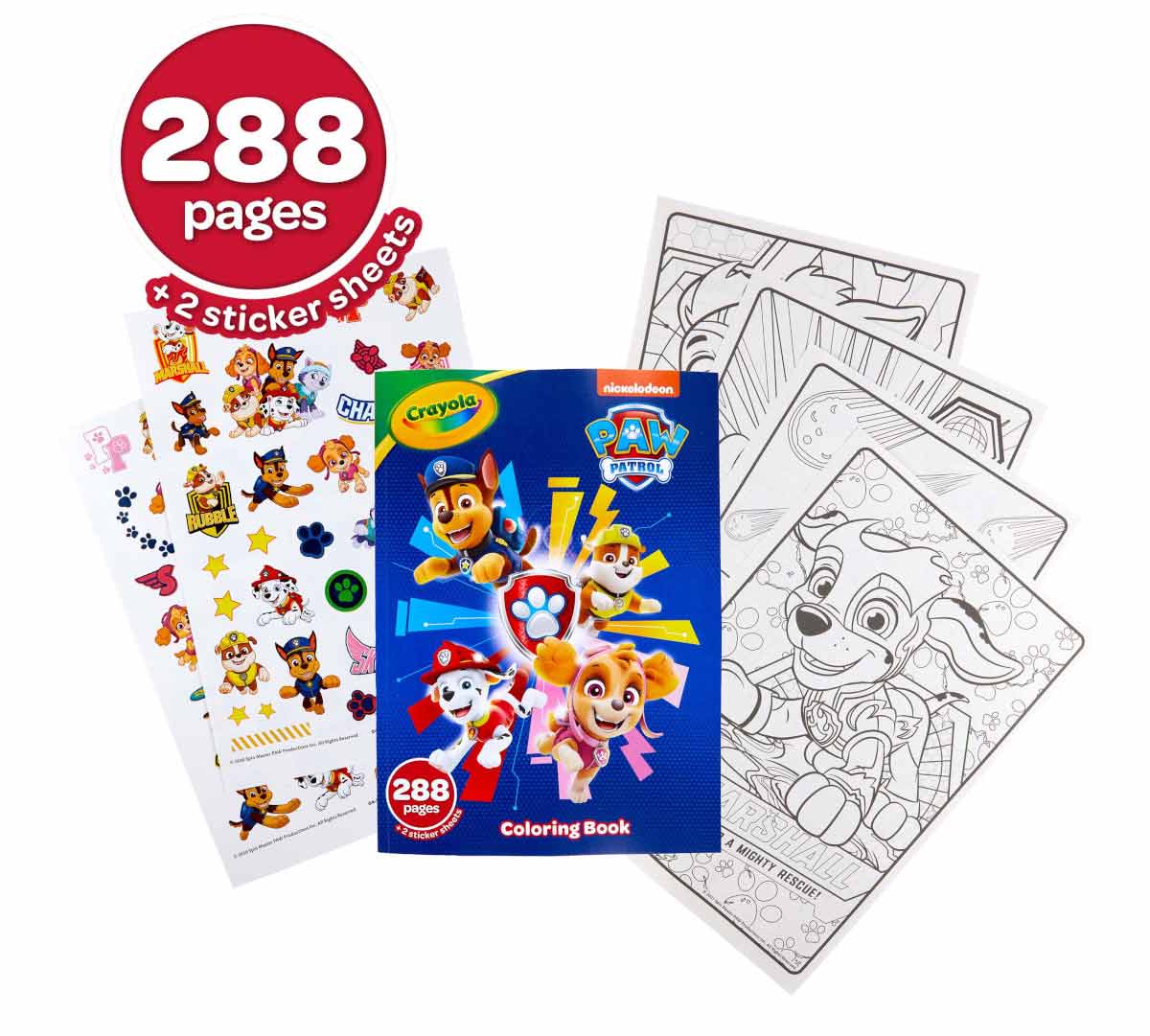 Paw Patrol Coloring Book  288 pages + 2 sticker sheets. Book and contents