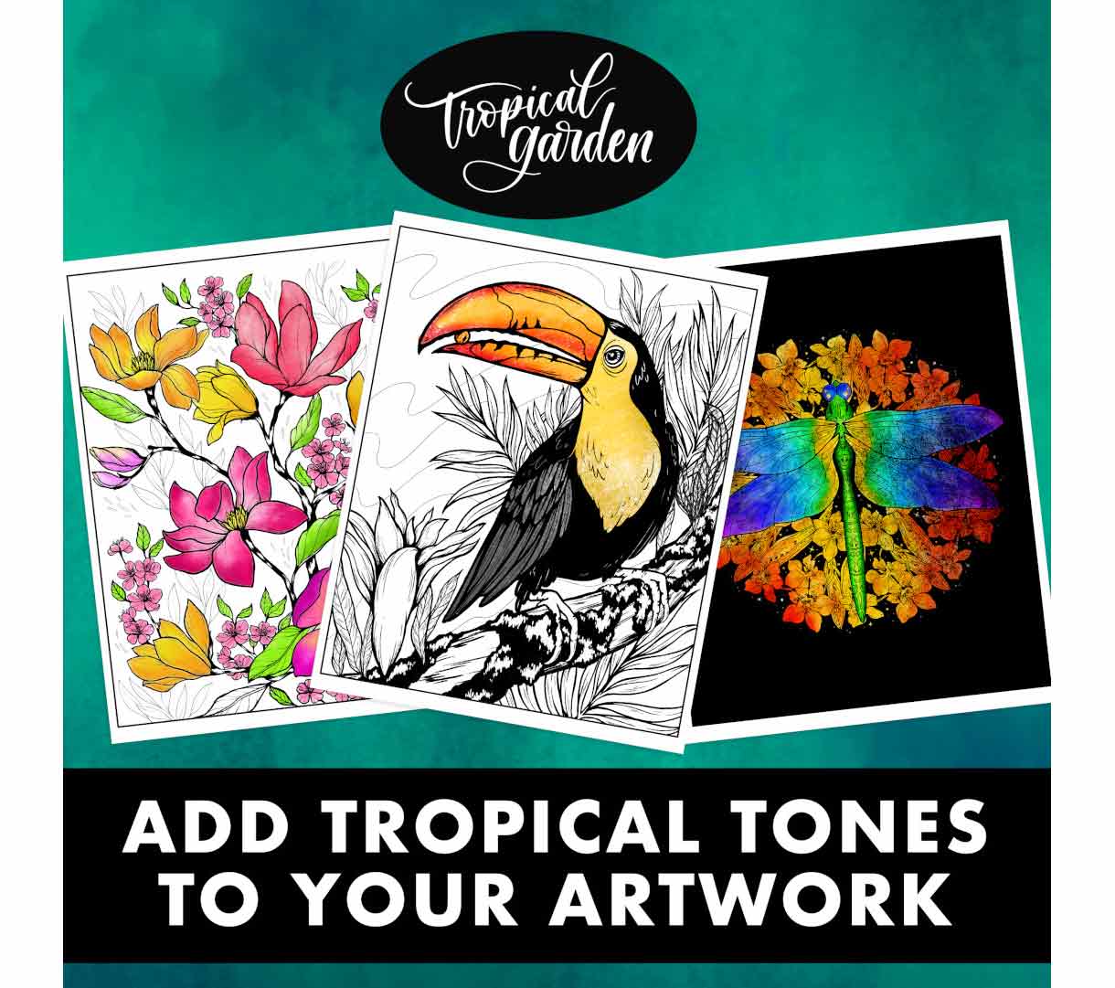 Tropical Garden Coloring Book. Add tropical tones to your artwork.