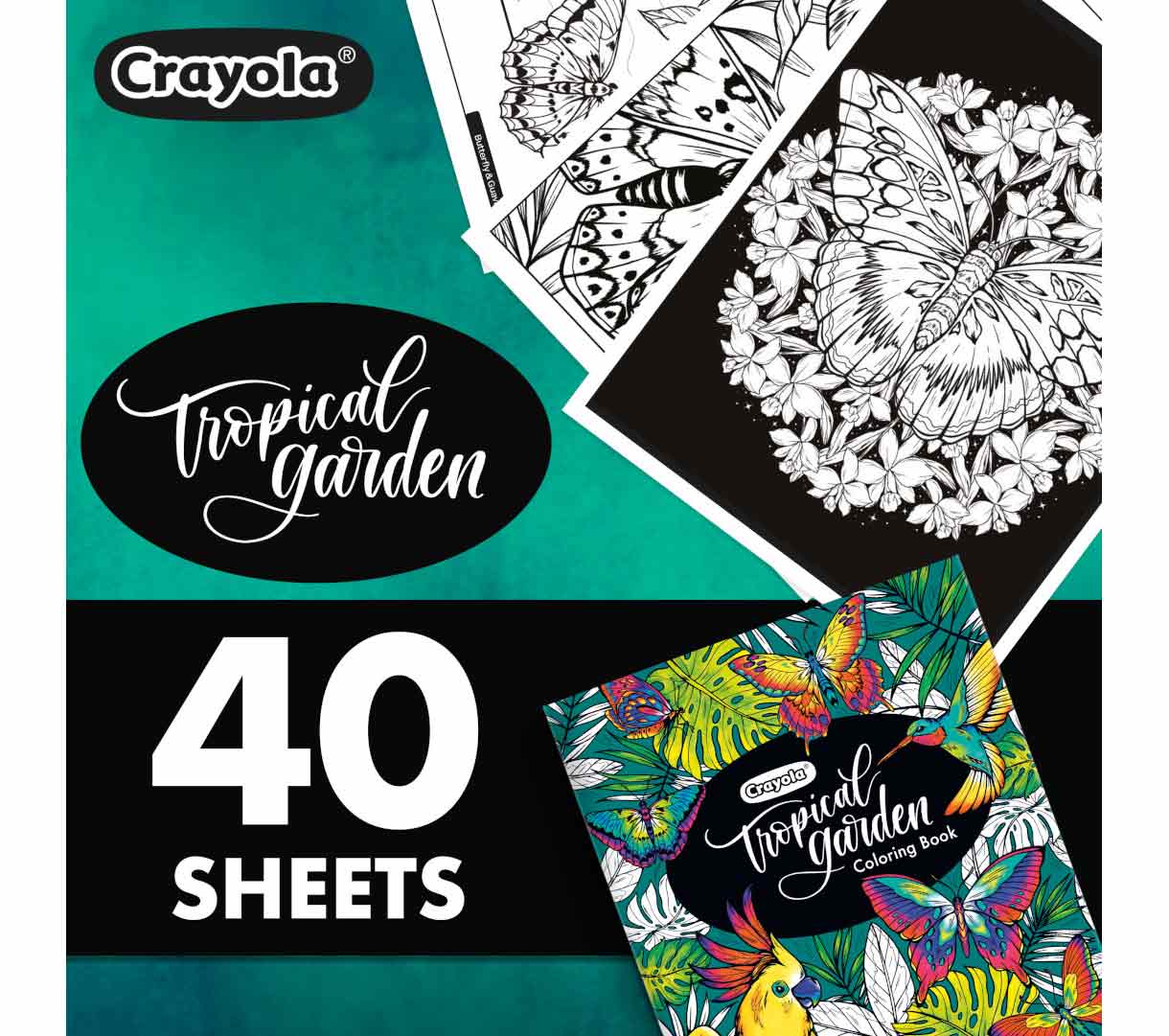 Tropical Garden Coloring Book  40 sheets.