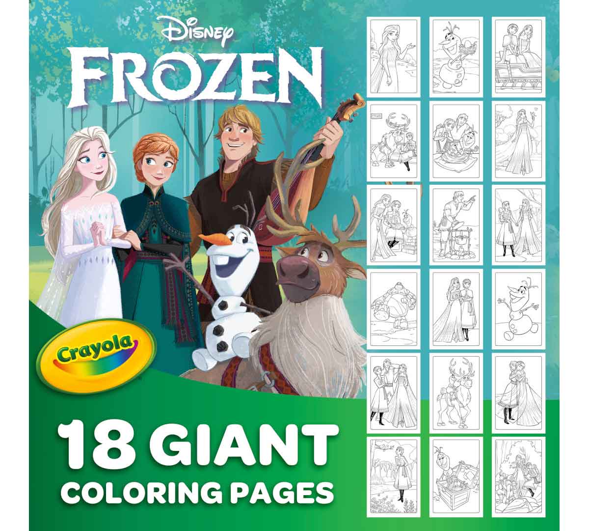 Frozen Giant Coloring Pages  18 giant pages.  Frozen characters and peek at included coloring pages.