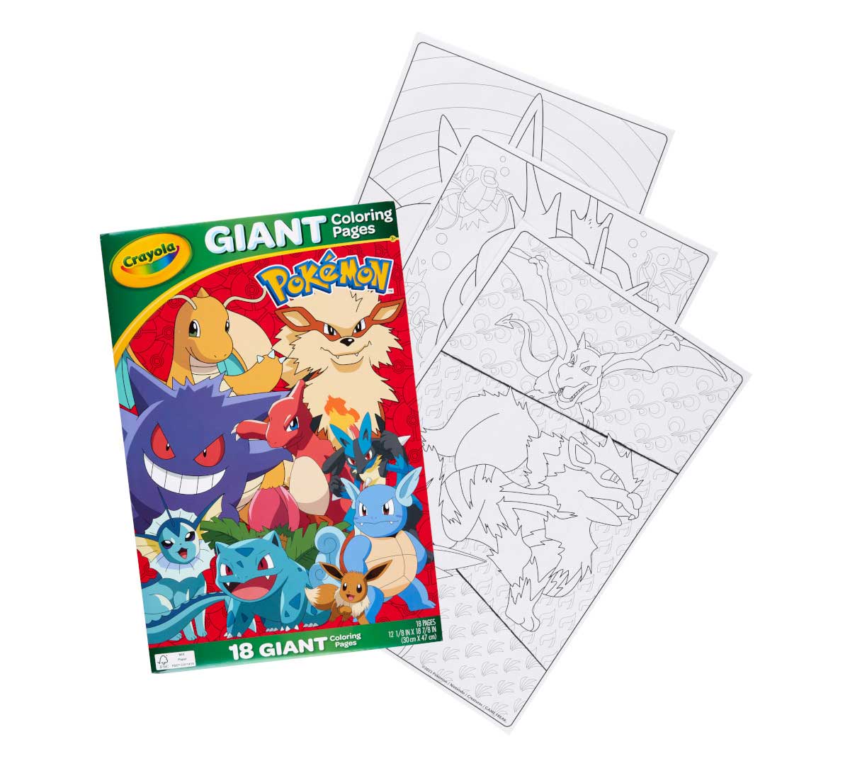 Pokemon Giant Coloring Pages packaging and select coloring pages.