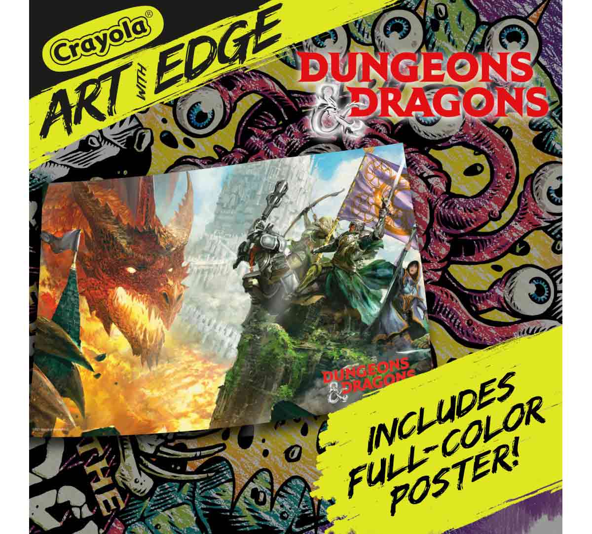 Dungeons & Dragons Art With Edge  Adult Coloring Book Includes full color poster