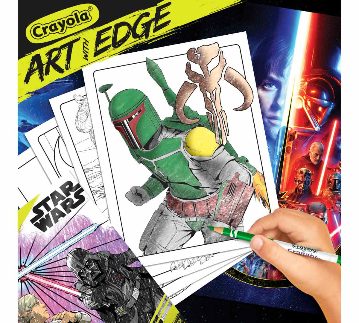 Art with Edge Star Wars Coloring Book coloring page partially colored in