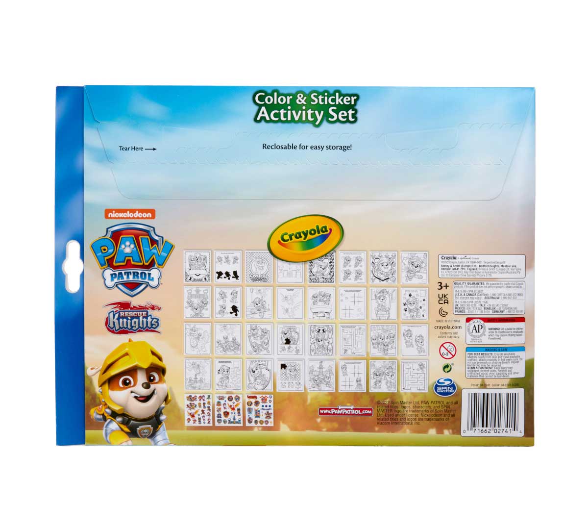 Paw Patrol Color and Sticker Acitivity Set with Markers back view.