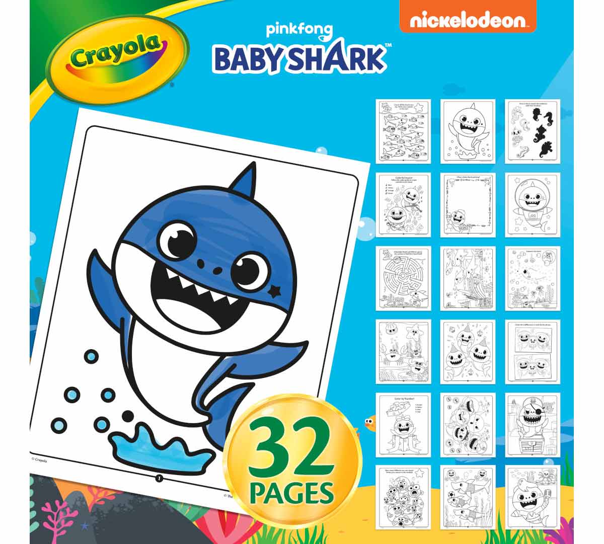 Baby Shark Color and Sticker Activity Set with Markers. 32 pages