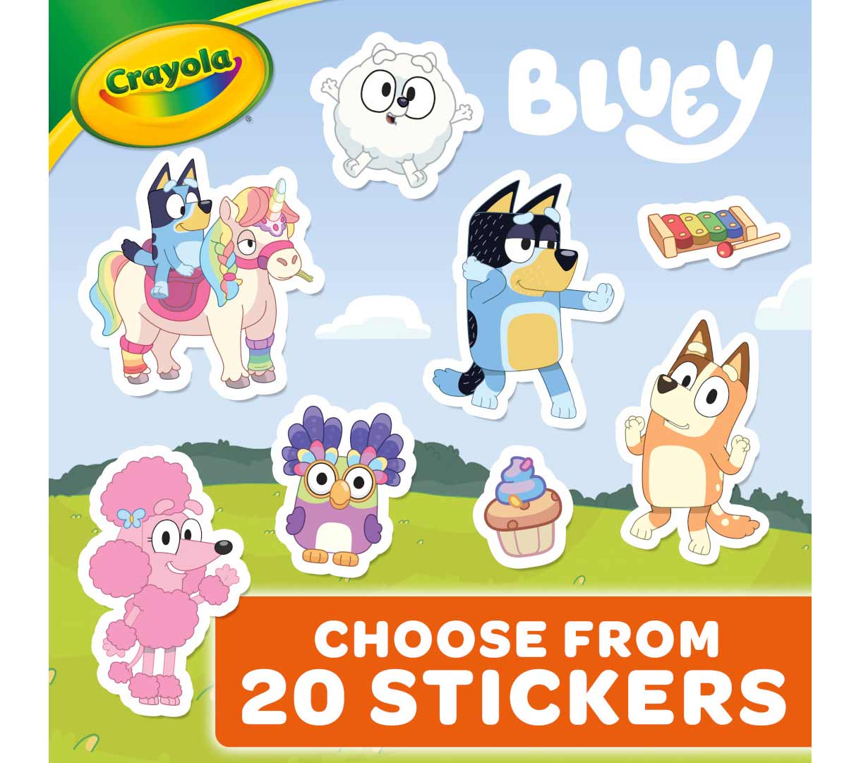 Bluey Coloring Book and Sticker Sheet  96 pages. Choose from 20 stickers.