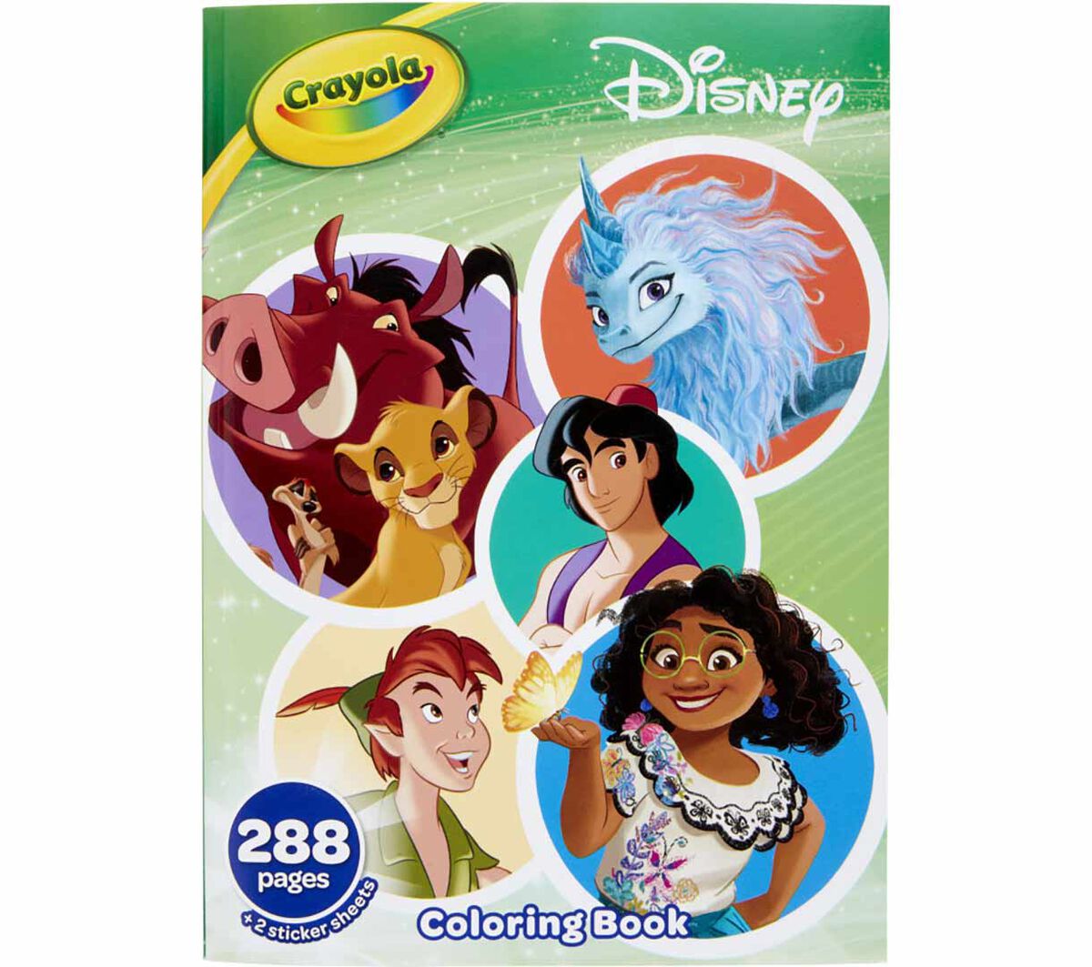 Disney Coloring Book with Stickers, 288 pages. front view.