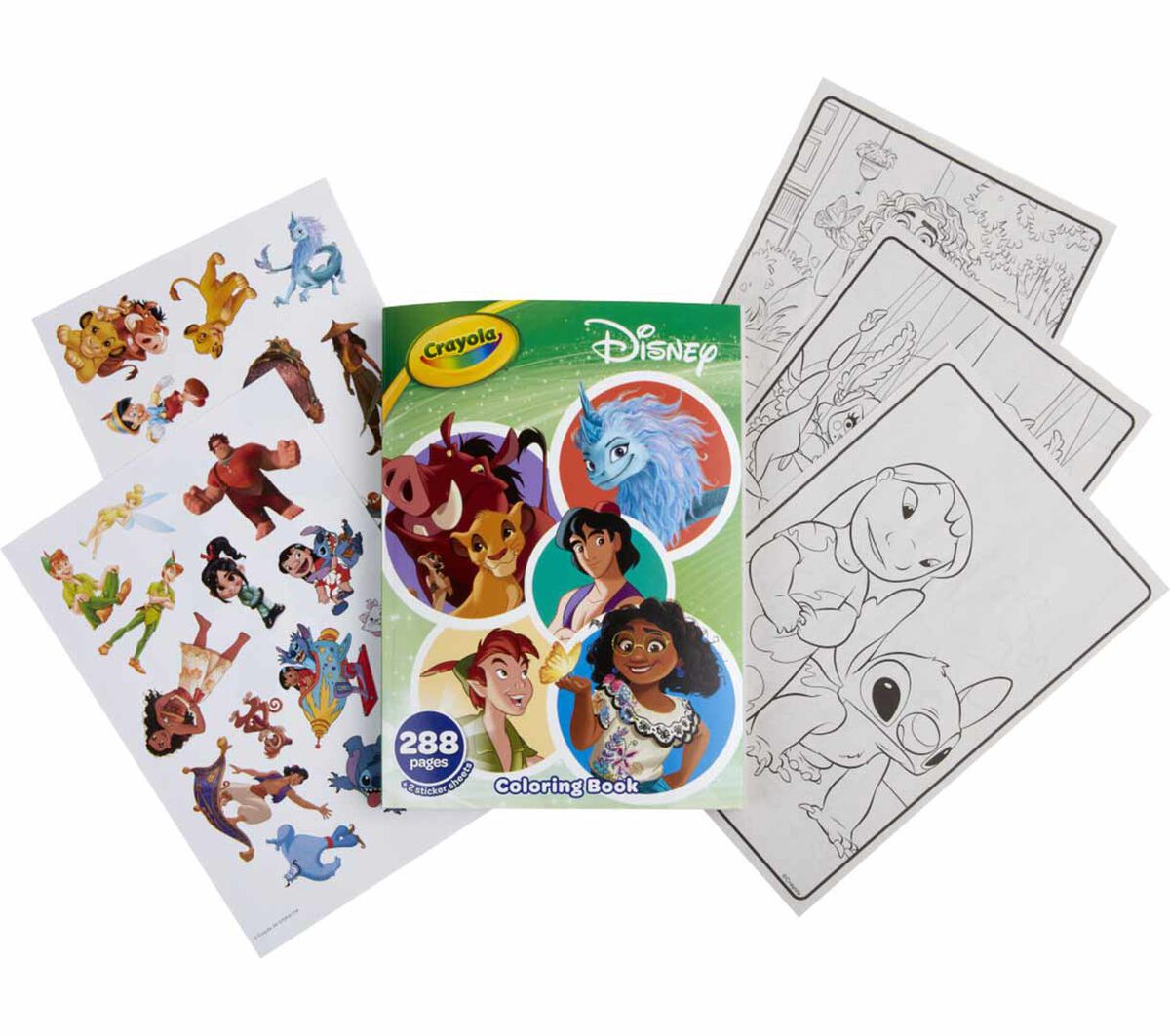 Disney Coloring Book with Stickers, 288 pages. front cover and contents.