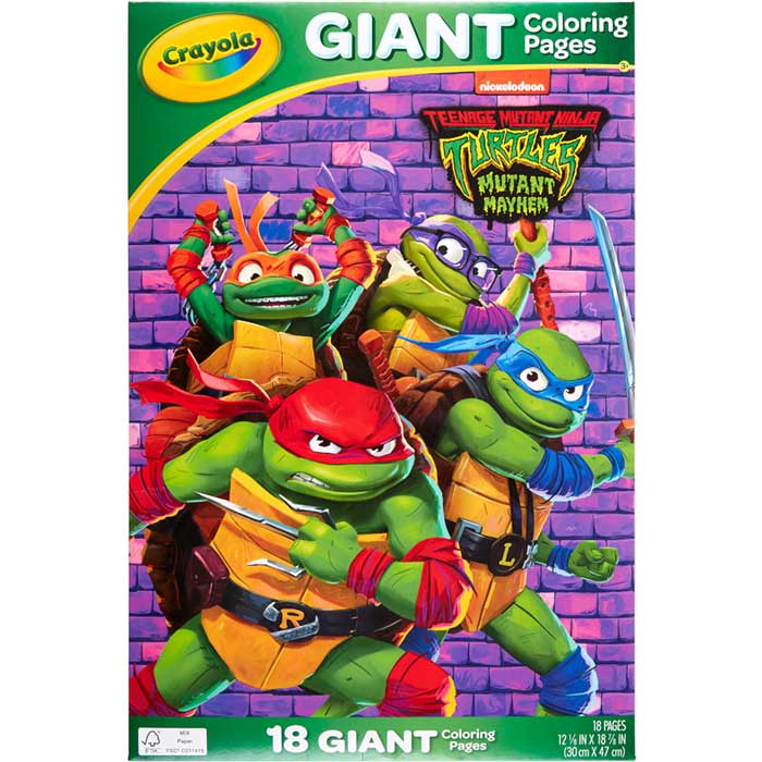 Teenage Mutant Ninja Turtles Giant Coloring Pages, 18 Count. Front view.