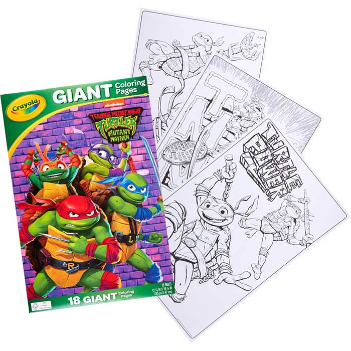 Teenage Mutant Ninja Turtles Giant Coloring Pages, 18 Count. Front view and coloring pages.