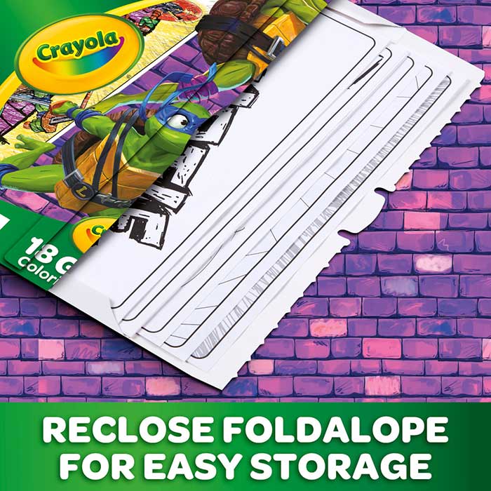 Teenage Mutant Ninja Turtles Giant Coloring Pages, 18 Count. Reclose foldalope for easy storage.
