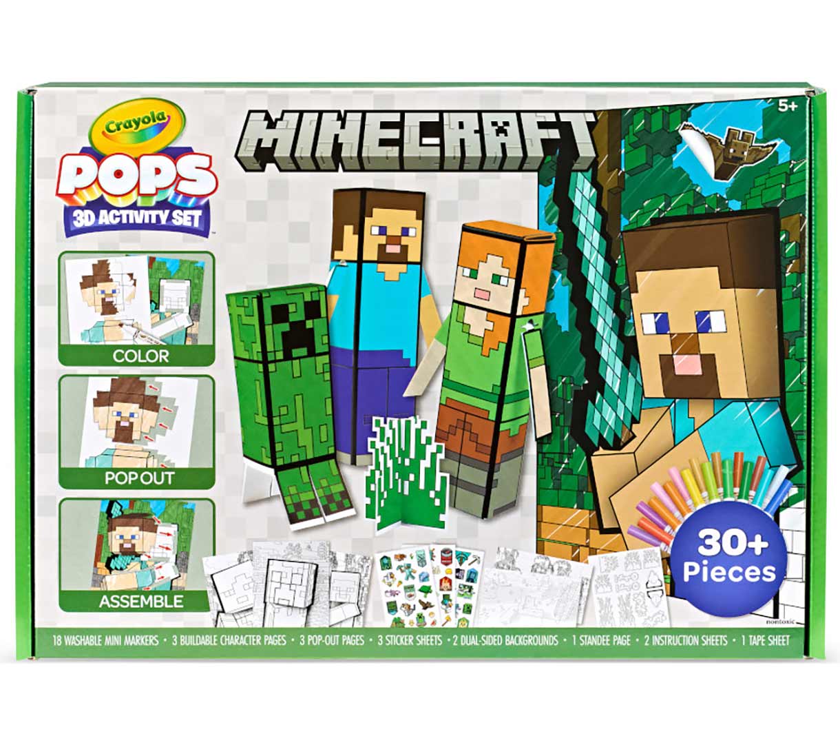 POPs 3D activity set  minecraft front view.