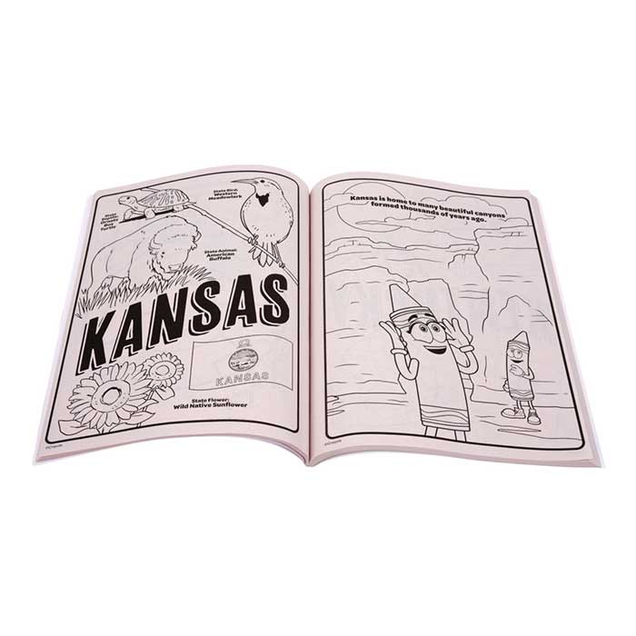 America's 250th Birthday Coloring Book, 96 pages. Book open to select page.