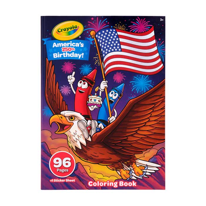 America's 250th Birthday Coloring Book, 96 pages. Front View