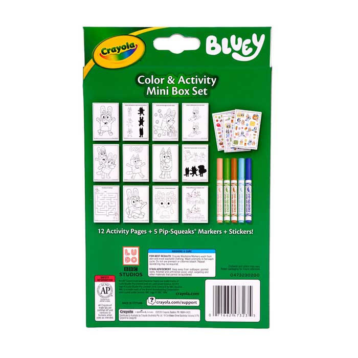 Bluey Color & Activity Mini Box Set back view.