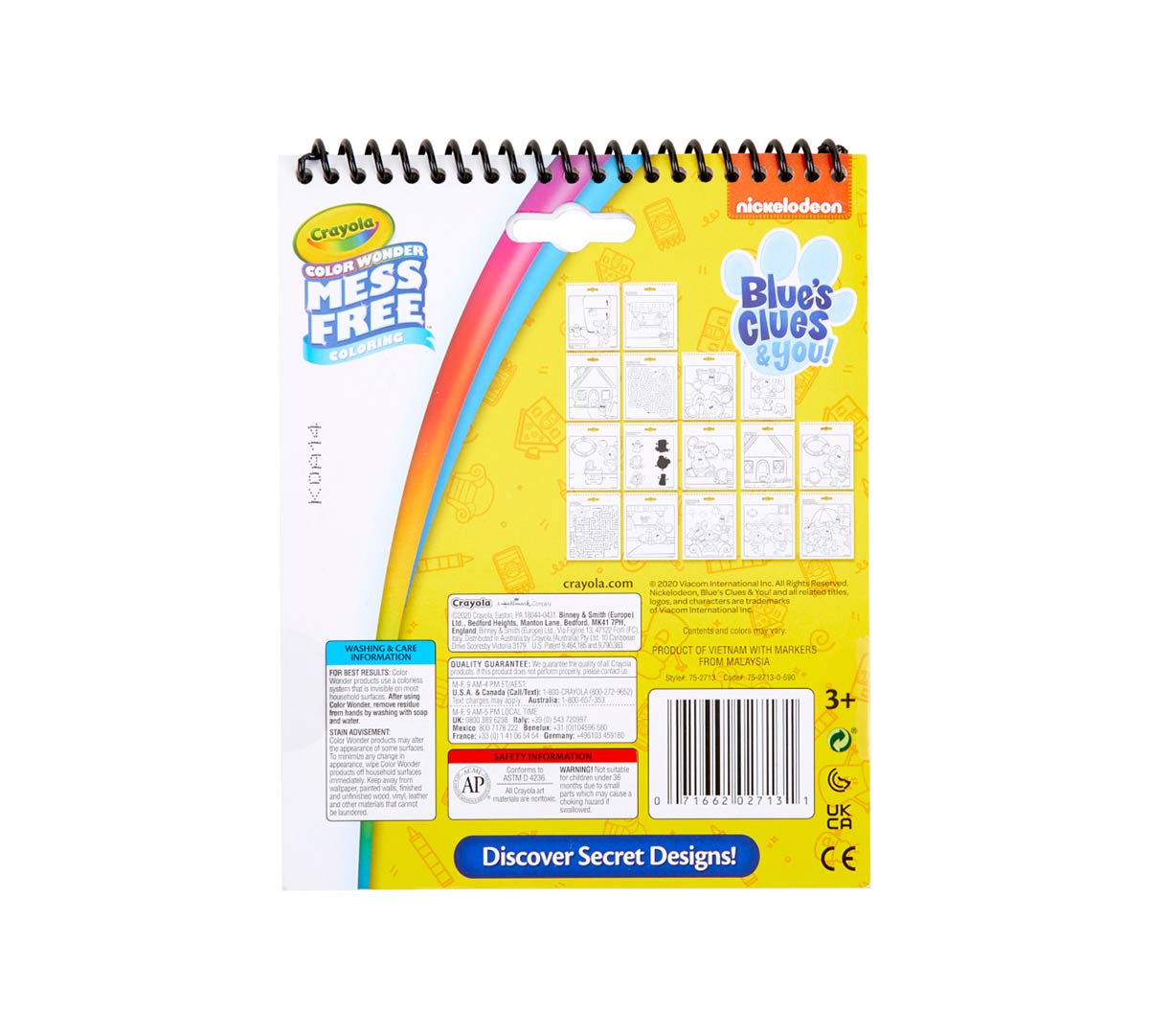 Blue's Clues & You Color Wonder Activity-Pad back of pad