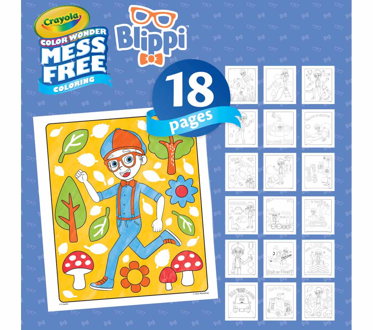 Color Wonder Mess Free Blippi Coloring Pages and Markers 18 pages.