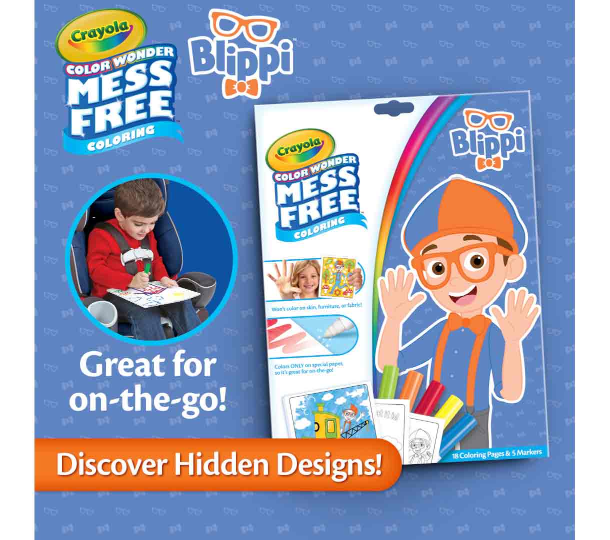 Color Wonder Mess Free Blippi Coloring Pages and Markers. Great for on-the-go! Find hidden designs.