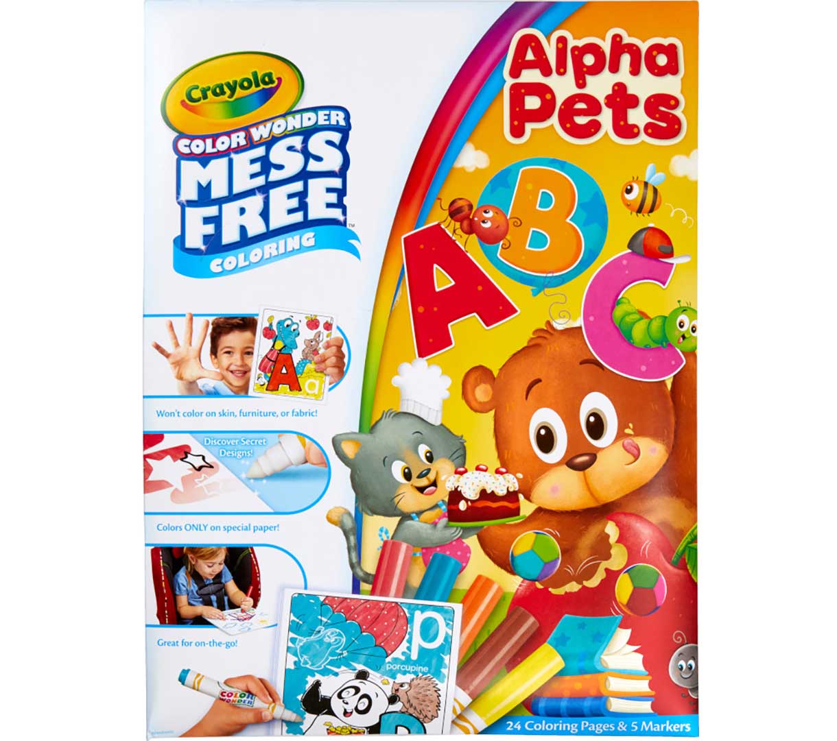Color Wonder Mess Free Alpha Pets Coloring Pages & Markers front view.