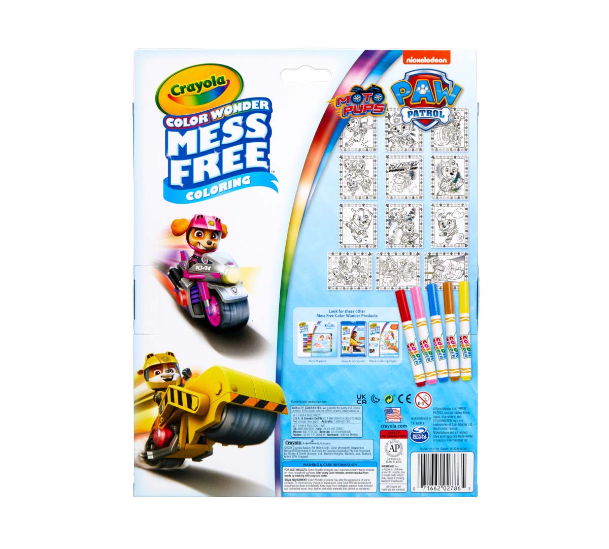 Color Wonder Mess Free Metallic Paw Patrol Coloring Pages and Markers back view