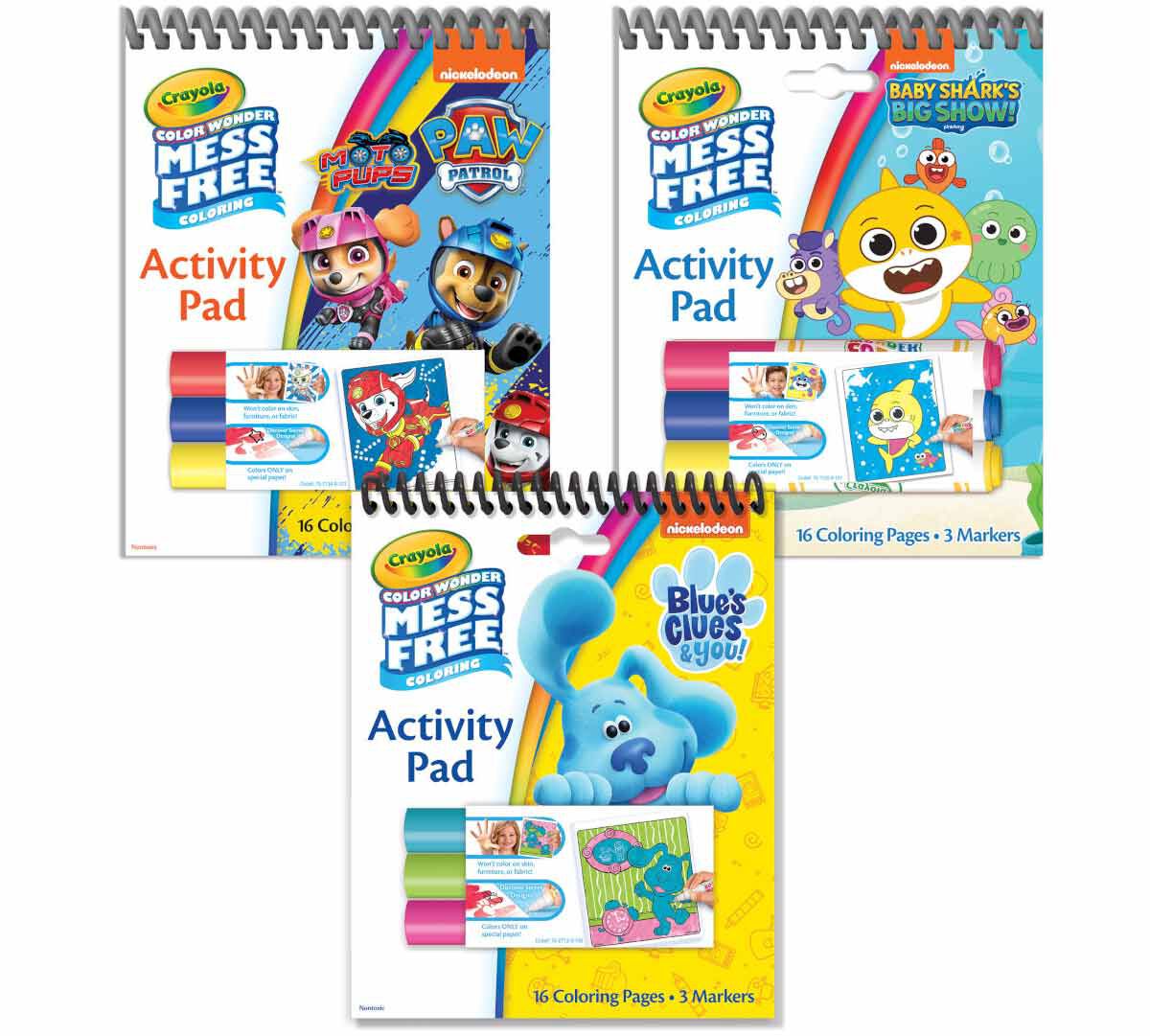 Color Wonder Nickelodeon Mess Free Coloring pages gift set, 3 pack. contents.