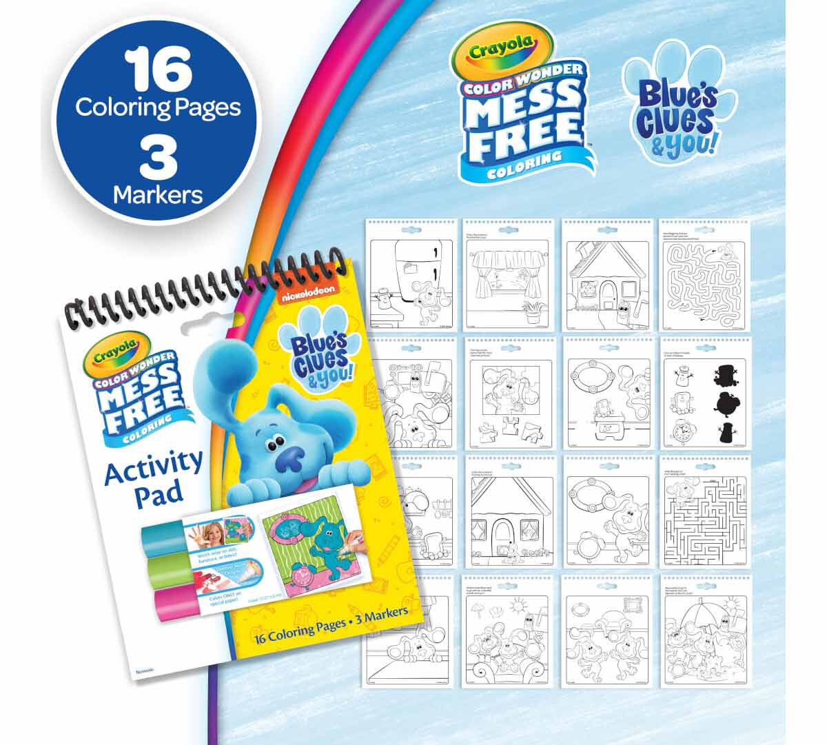 Color Wonder Nickelodeon Mess Free Coloring pages gift set, 3 pack. Blue's clues. 16 coloring pages. 3 markers.