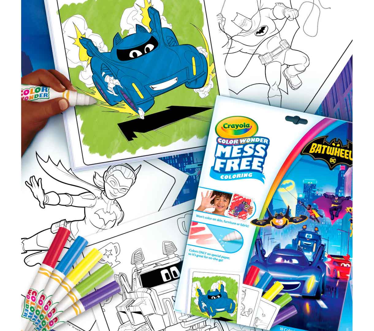 Color Wonder Mess Free Batwheels Coloring Pages and Markers  packaging and contents.