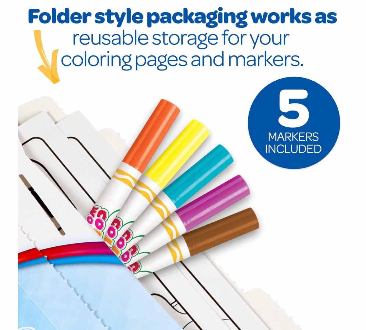 Color Wonder Mess Free Frozen 2 Coloring Pages & Markers. Folder style packaging works as reusable storage for your coloring pages and markers.