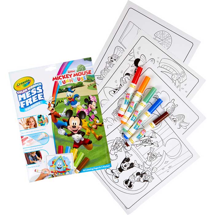 Color Wonder Mess Free Mickey Mouse Funhouse Coloring Pages & Markers packaging and contents.