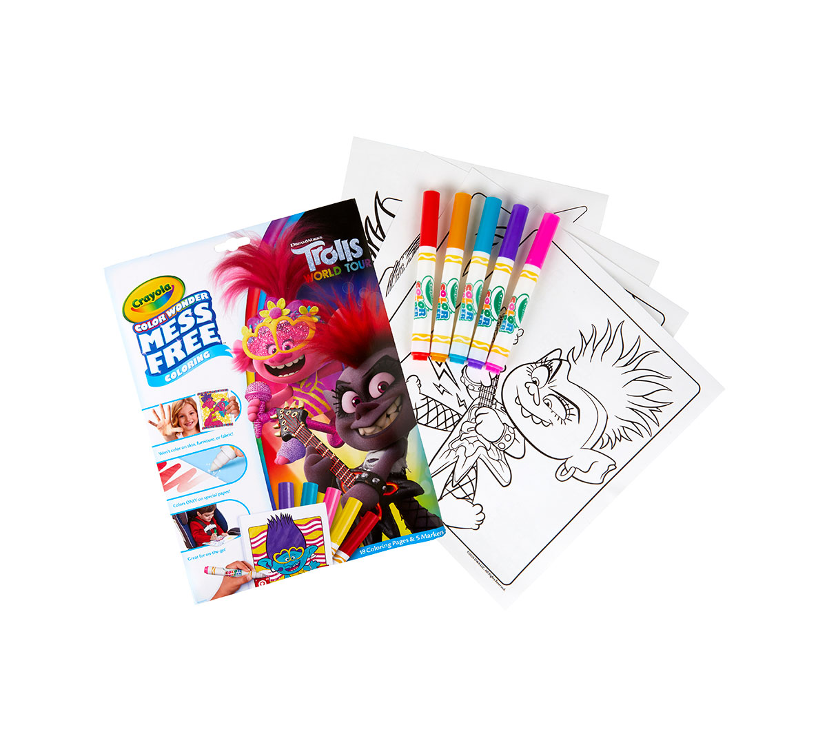 Color Wonder Mess Free Trolls Coloring Pages & Markers