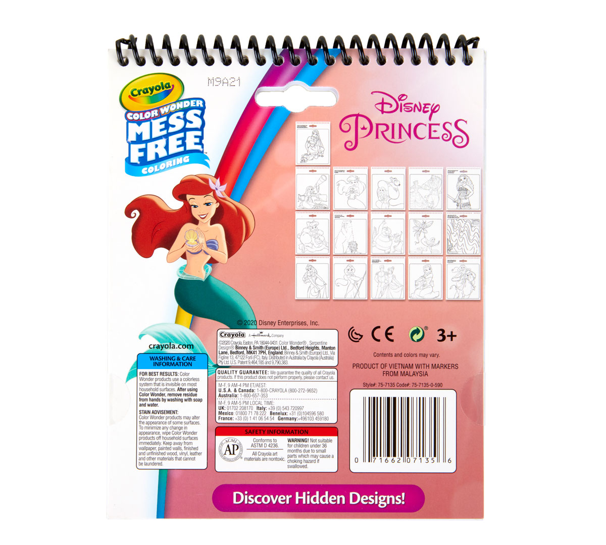 Color Wonder Mess Free Princess Coloring and Activity Pad back view
