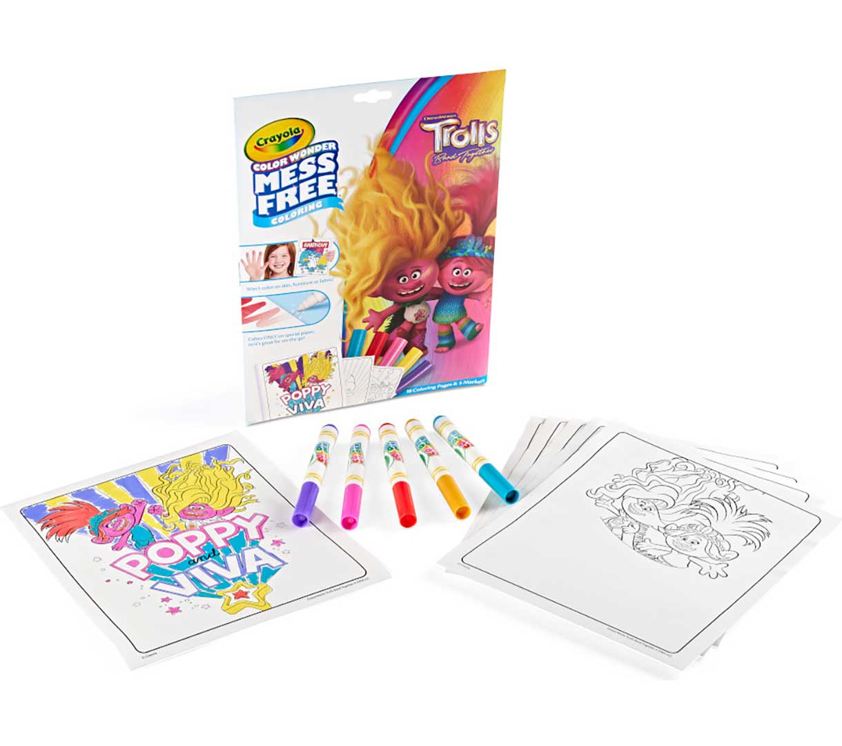 Color Wonder Mess Free Trolls Coloring Pages and Markers. packaging and contents.